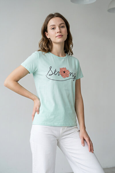 OEM Tricou de damă din bumbac cu imprimeu floral Strong, TG-32