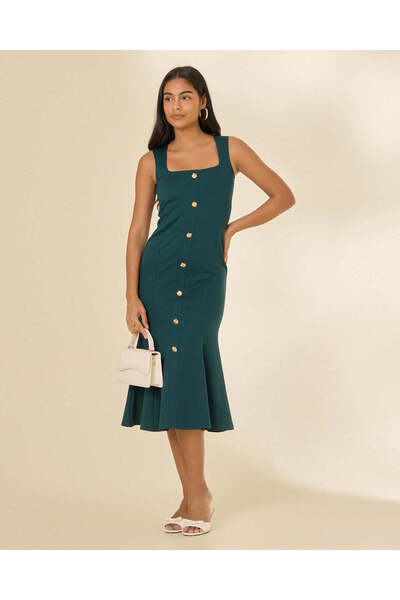 REDTAG Women Green Embellished Midi Dress