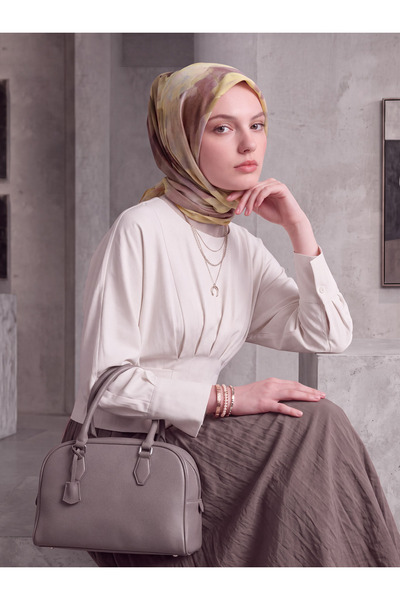 Ayshara وشاح مزدوج الجوانب بنقشة زهور الفاوانيا - أصفر