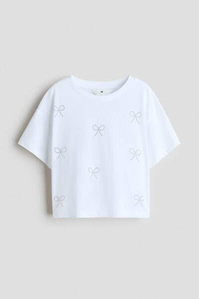 H&M Pamuklu ve İşlemeli Tişört