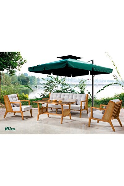 Rustic MİRA HAZERANLI AHŞAP OTURMA GRUBU