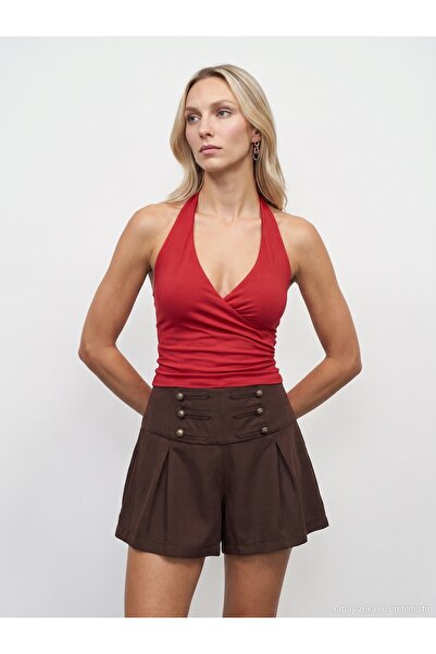 Dilvin 21268 Halter Top-Kırmızı