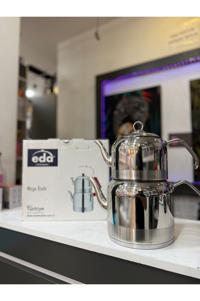 Eda Cookware Mega Bade 1,5 Litre + 3 Litre Paslanmaz Çelik Çaydanlık Takımı