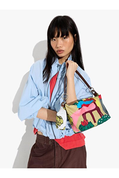 PARFOIS Kadın Desenli Teknik Kumaş Çapraz Çanta