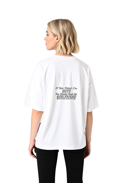 PayBuy Women's Oversize Printed T-Shirt Meet My Girlfriend Funny Relationship...