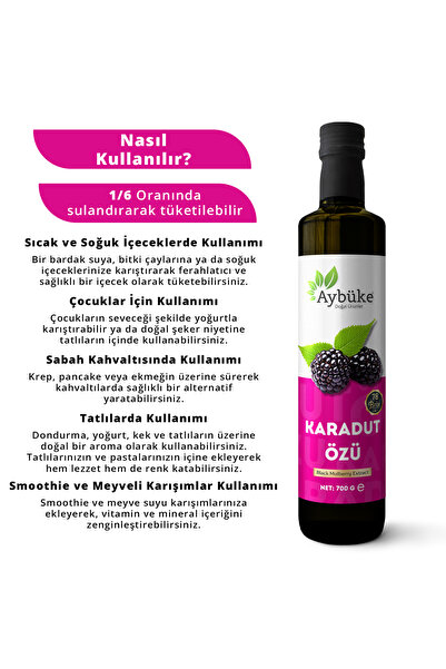 Aybüke Doğal Ürünler Soğuk Sıkım Karadut Özü (Black Mulberry Extract) 700 gr