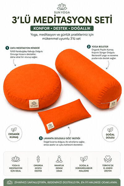 SUNYOGA Meditasyon Minderi Seti Zafu Karabuğday Dolgulu Yoga Bolster Organik ...