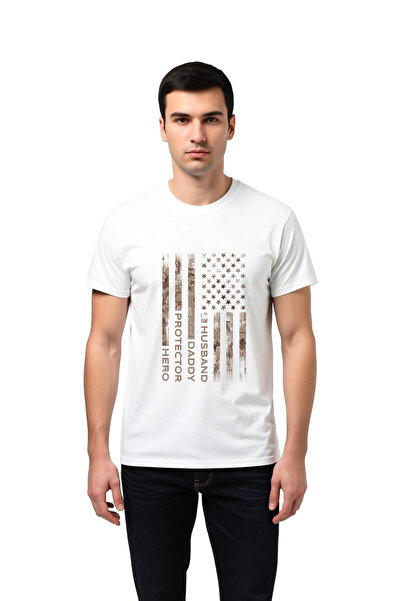 PayBuy Men's Family Values Printed T-Shirt Protector Dad Hero Lettering Vinta...
