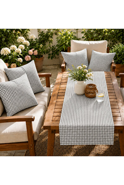 Belomia Home Collection Pötikare Desen 4 Adet Dolgulu Kırlent + 1 Adet Runner...