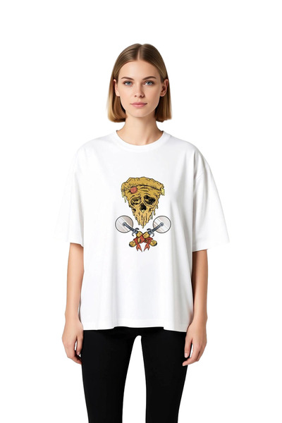 PayBuy Tricou supradimensionat pentru femei, cu imprimeu cu figură de schelet...
