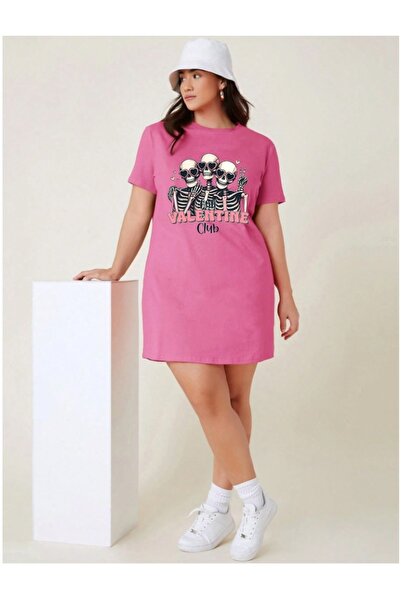 classy moda Μπλουζάκι Oversize Extra Long με στάμπα Hearted Skeleton