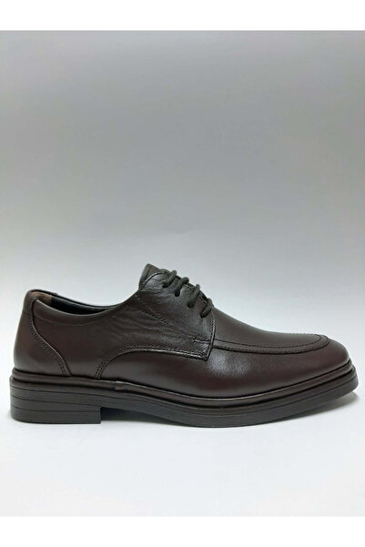Baloğlu Genuine Leather Lace-Up Light Sole Brown Classic Summer Men's Shoes