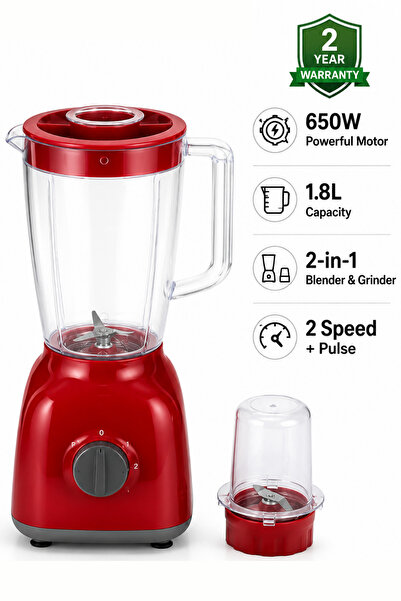 Ummelia Olsenmark 2-in-1 Blender & Grinder 650W| 1.8L Juicer Blender with Gri...