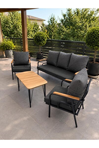 BM DESİNG GENİŞ BALKON BAHÇE TAKIMI 3+1+1 SEHPALI