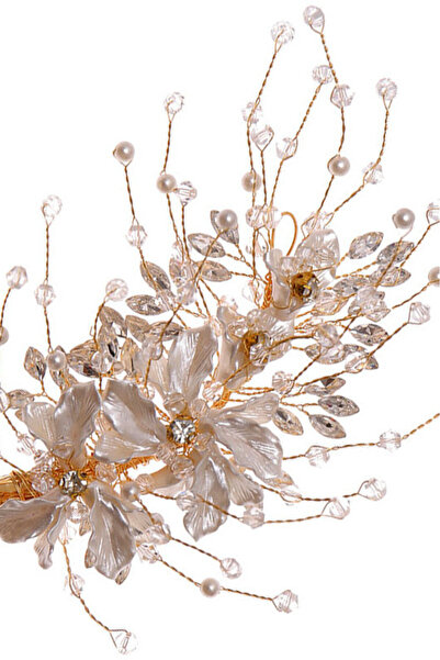 VeeShop Accesoriu par din fire delicate, flori sidefii cu cristale, margele s...