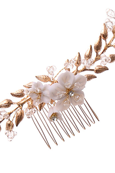 VeeShop Pieptene de par elegant, ramuri lungi metalice si trei floricele din ...