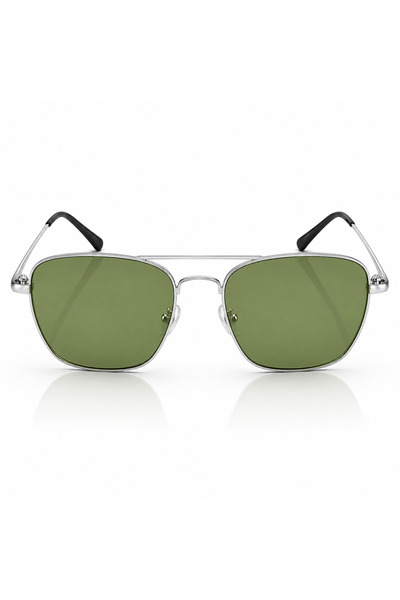 Matteo Ferari Ochelari de Soare Bărbați Aviator cu Lentile Verzi și Ramă Meta...