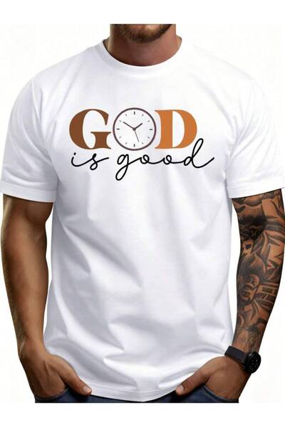 NOURAM Men'S% Graphic-Shirt Breathable Soft Lightweight God Is Good Clock Des...