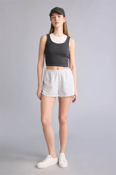 DeFacto Gray Elastic Waist Mini Shorts G8017Ax26Hs