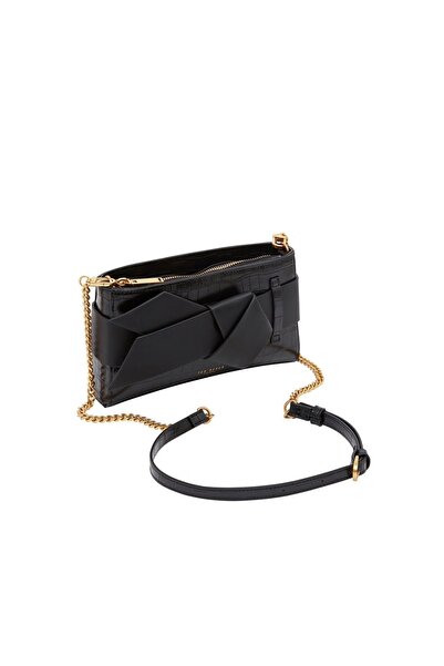 Ted Baker Μαύρη Κροκό Μικρή Τσάντα με Αλυσίδα
