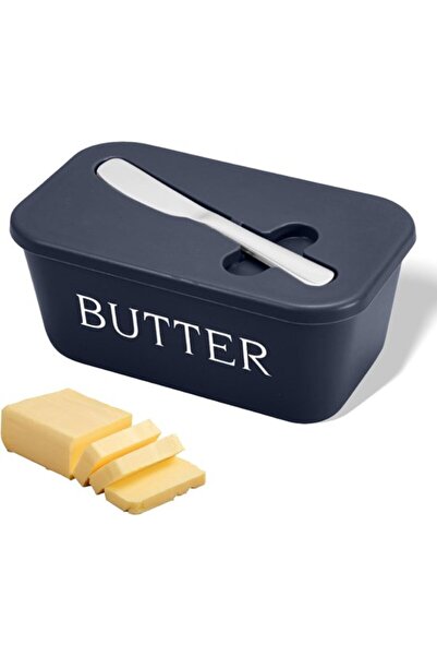 STARSTAR Blue butter dish with lid and knife