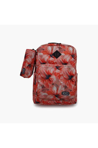 Roco Floral 2-Piece School Backpack Set for Girls 5-8 Yrs with Pencil Case - ...