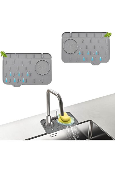 GENERAL 2 Pieces Draining Mat, Mini Splash Guard Silicone Faucet Handle Drip ...