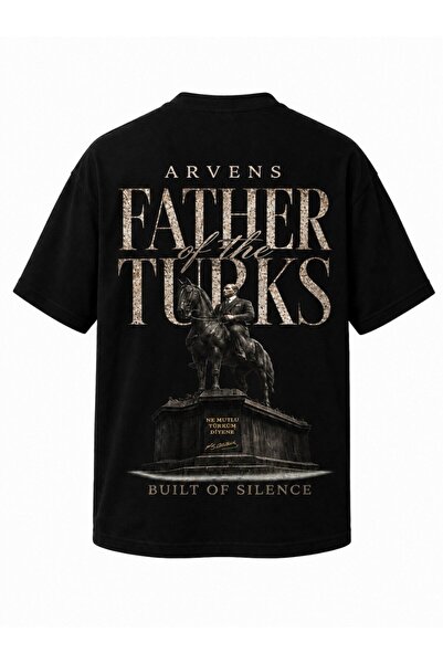 Arvens Ataturk Front and Back Printed Oversize 100% Cotton Fabric T-Shirt Uni...