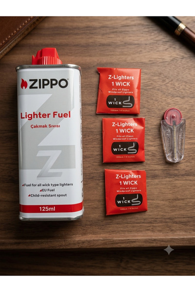 Zippo 125 Ml Benzin Taşı Ve 3 Fitil Süper Set
