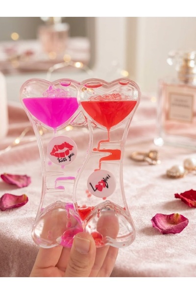 HERBALACCESSORY 🌈 Çift Renkli Akrilik Sıvı Jel Kum Saati – Masaüstü Terapi v...