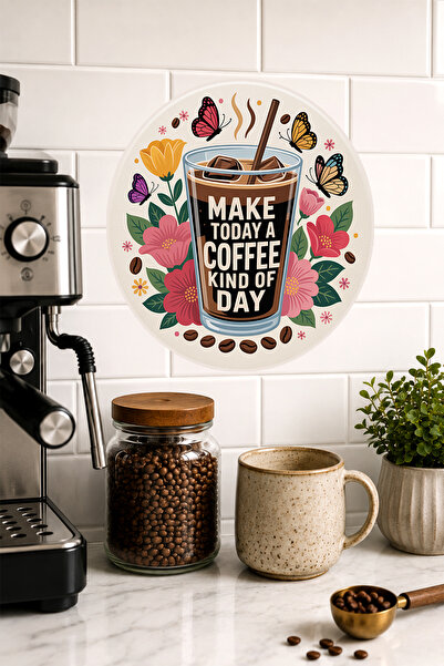 Mayeka Make Today a Coffee Kind of Day Floral Round Mdf Table Coffee