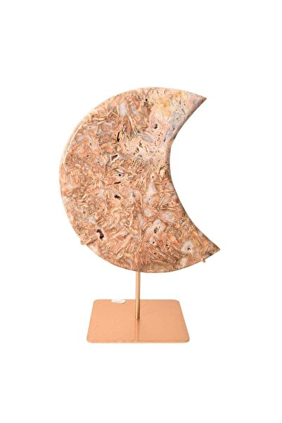craftmystic Semiluna decorativa din Agat cu incluziuni fibroase - sculptata m...