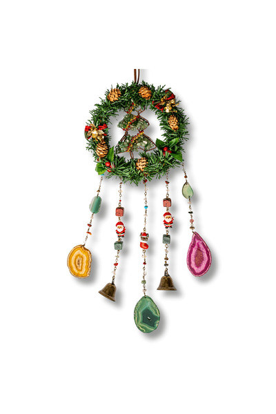 craftmystic Coronita de Craciun cu Aventurin Verde, Jasp Rosu si Agat - Arbor...
