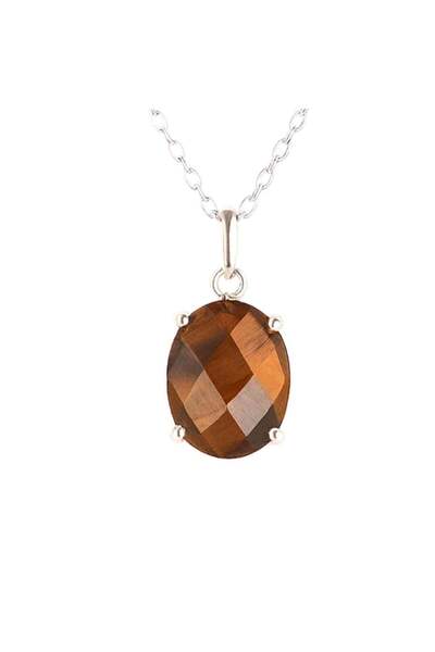 craftmystic 925 silver necklace with faceted oval tiger's eye - protection, c...
