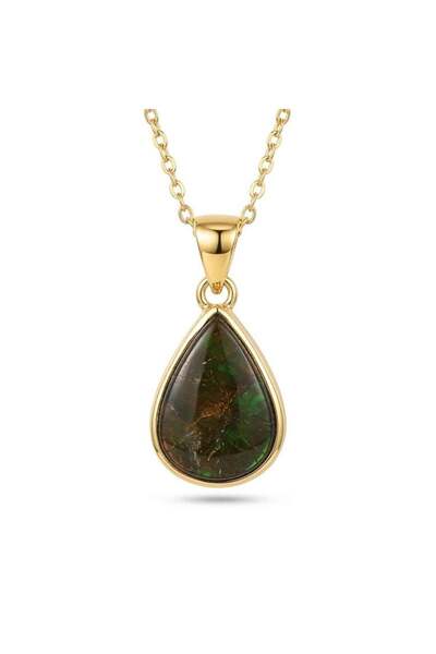 craftmystic Κολιέ Ασήμι 925 Επιχρυσωμένο με 18K και Φυσικό Αμόλιθο Δάκρυ - Ευ...