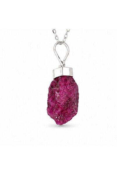 craftmystic Colier Argint 925 cu Rubin Brut - Energie, Pasiune si Putere Inte...