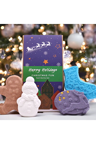 craftmystic Set sfere efervescente de baie Christmas Fun - 4 piese (Gingerbre...