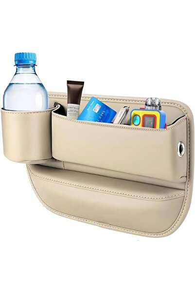 ABINO ABIN Car Leather Cup Holder Gap Bag, Adjustable Seat Storage Box, Car S...