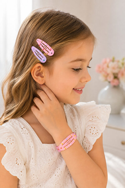 Generic Brand Set of 6 Hair Clips for Girls, Pastel Colors with Multicolored ...
