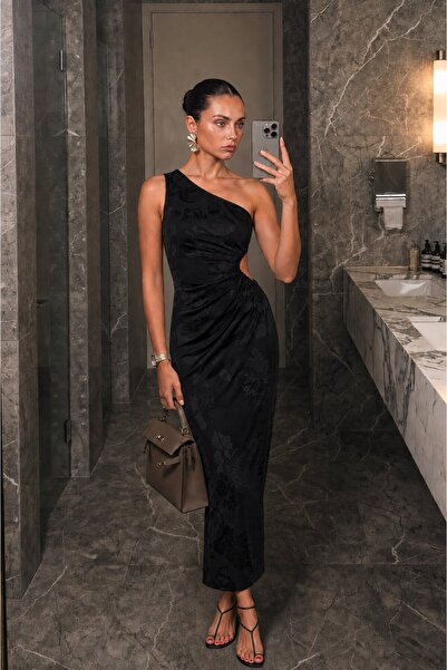Swass Lavin Asymmetric Patterned Dress Black