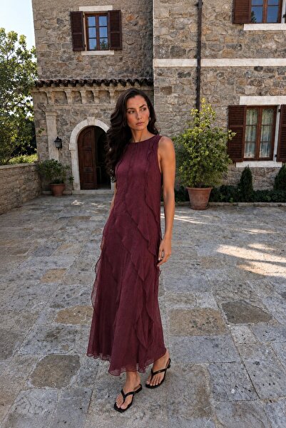 Swass Calia Front Flounce Dress Plum