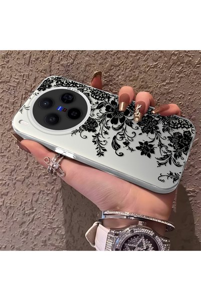 CHICASELUX حافظة هاتف أنيقة متوافقة مع Vivo X300 بنمط زهور من الدانتيل الأسود...