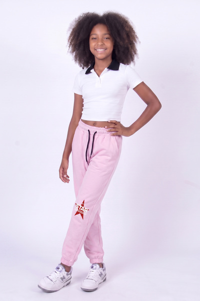 FYK KİDS Girl's Double Pocket Printed Colorful Sweatpants