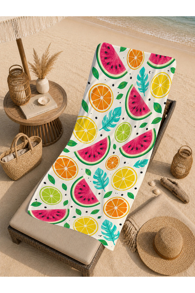 Evmila Pop Art Watermelon Citrus Fruit Patterned 70X150 Beach Towel - Digital...