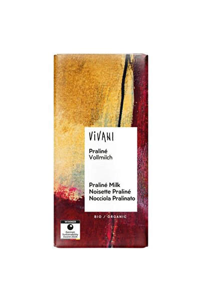 Vivani Ciocolată cu praline și lapte integral organic, 100g