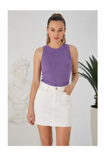 Olse Zargo Model Fitted/Fitted Wide Ribbed Halter Neck Ribbed Stretch Knitted...