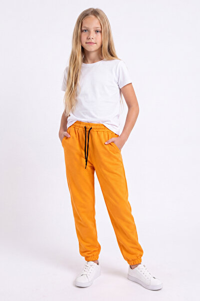 FYK KİDS Girls' Double Pocket Elastic Cuffed Straight Jogger Sweatpants