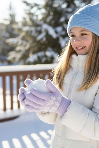 Aware Time Waiter 9-15 Years Old Angora Knitted Gloves