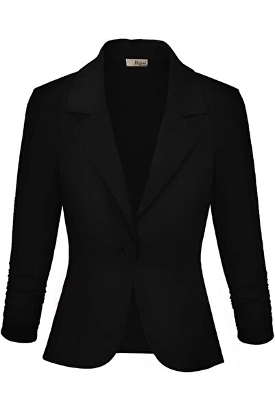 Hybrid & Company Women Double Notch Lapel Sharp Shoulder Pad Office Blazer | ...