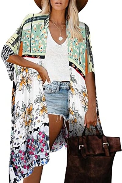 Moss Rose Women's Beach Cover up Swimsuit Kimono Cardigan with Bohemian Flora...
